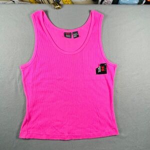 Vintage‎ Emergency Exit Neon Pink Ribbed Tank Top Women's Size 1X Y2K Clubcore
